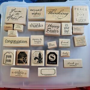 Stampin' Up! Vintage Rubber Stamp Sentiments & Tags, All Occasion Retired Words